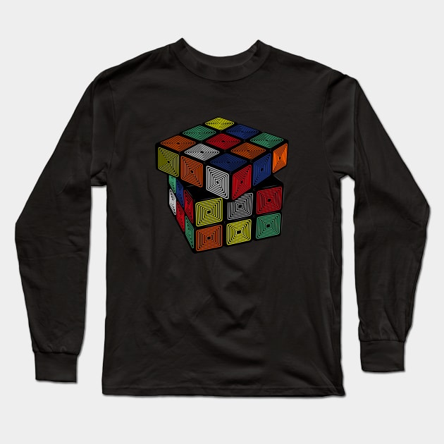 Electric Glow - Rubik's Cube Inspired Design for people who know How to Solve a Rubik's Cube Long Sleeve T-Shirt by Cool Cube Merch